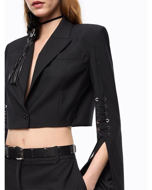 Pinko Black Lace-Up Cropped Jacket