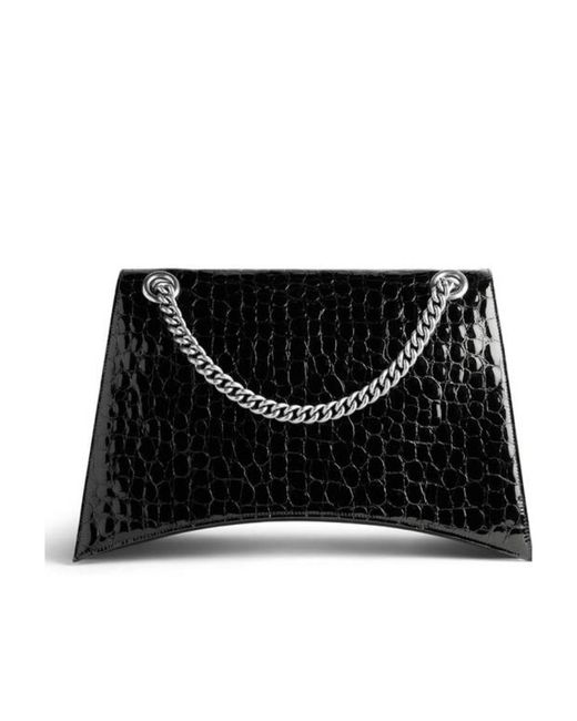 Balenciaga Black Crush Large Chain Bag Crocodile Embossed