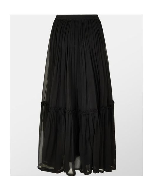 Saint Laurent Black Tulle A-Line Skirt