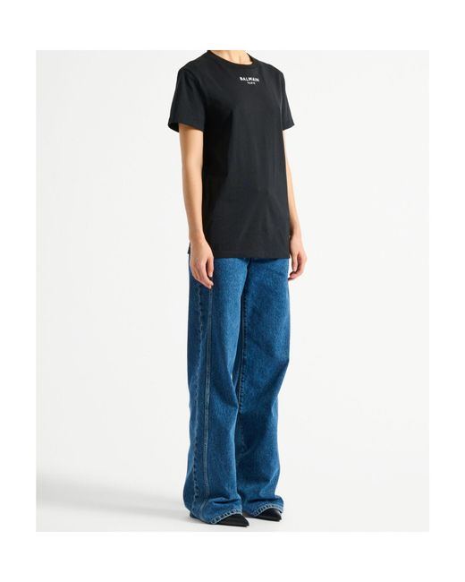 Balmain Black Embroidered Logo T-Shirt