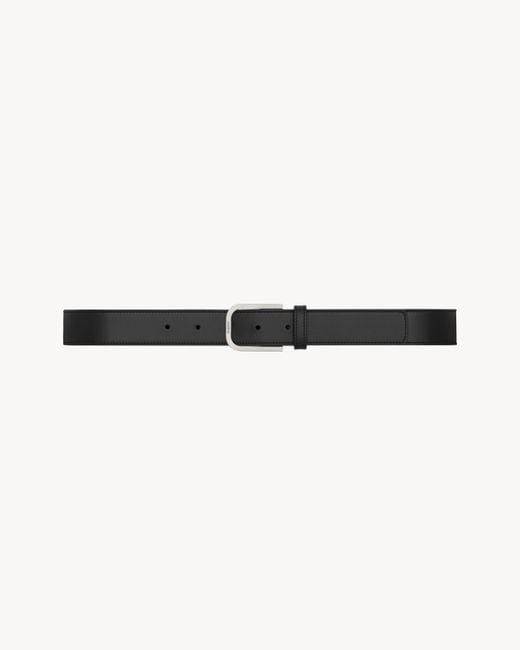 Saint Laurent White Smooth Leather Minimal Belt for men