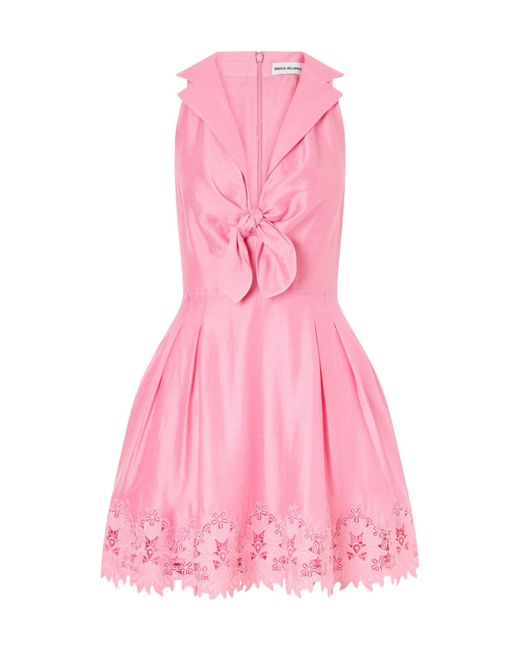 Rebecca Vallance Pink Anglaise-Trimmed Poplin Mini Dress
