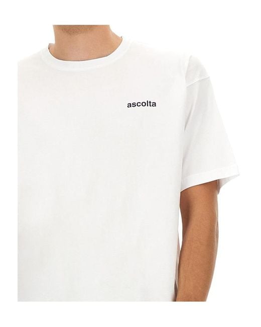 Aspesi White Round-Neck Letter T-Shirt for men