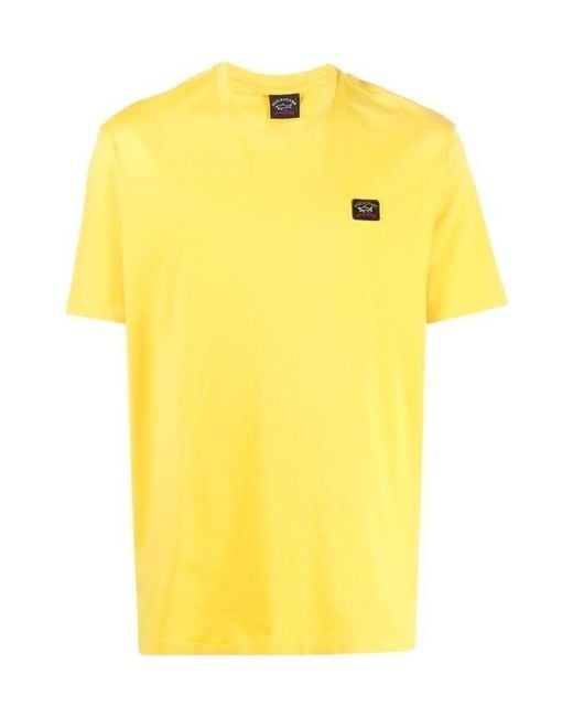Paul & Shark Yellow Logo-Patch Round Neck T-Shirt for men