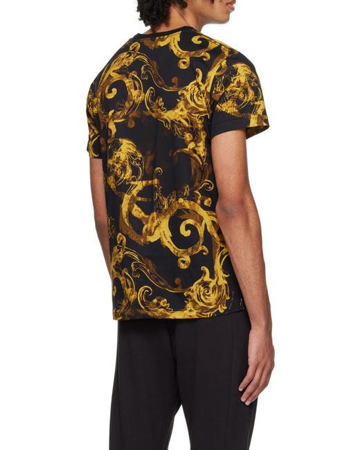 Versace Jeans Black Couture Baroque Printed Crewneck T-Shirt for men