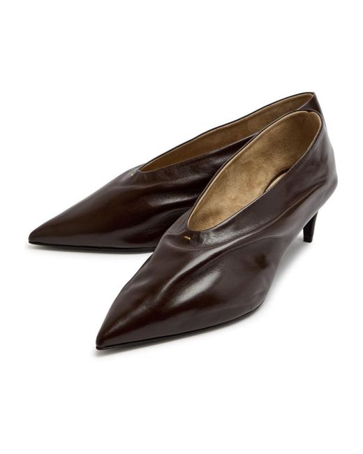 Khaite Brown Draped Leather Pumps