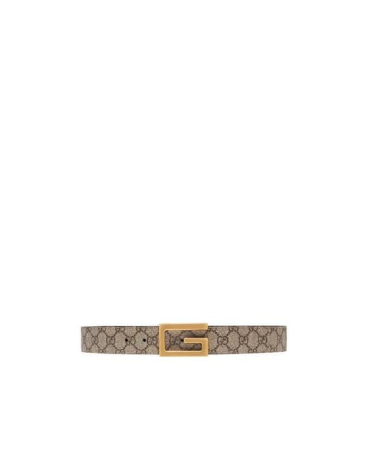 Gucci White Monogram Print Reversible Buckle Belt for men