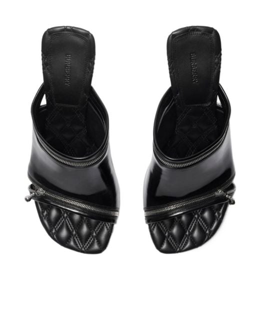 Burberry Black Peep Heeled Mules Heels