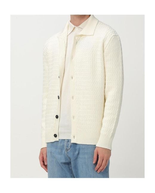 Tagliatore White Long-Sleeved Cardigan for men