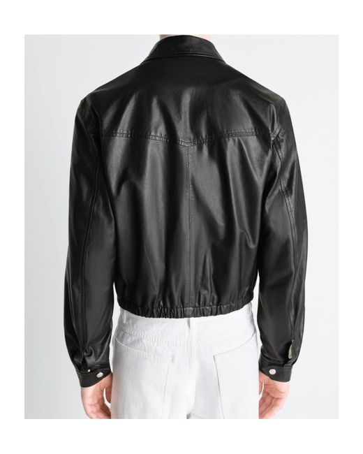 Lemaire Black Zip-Up Leather Jacket for men