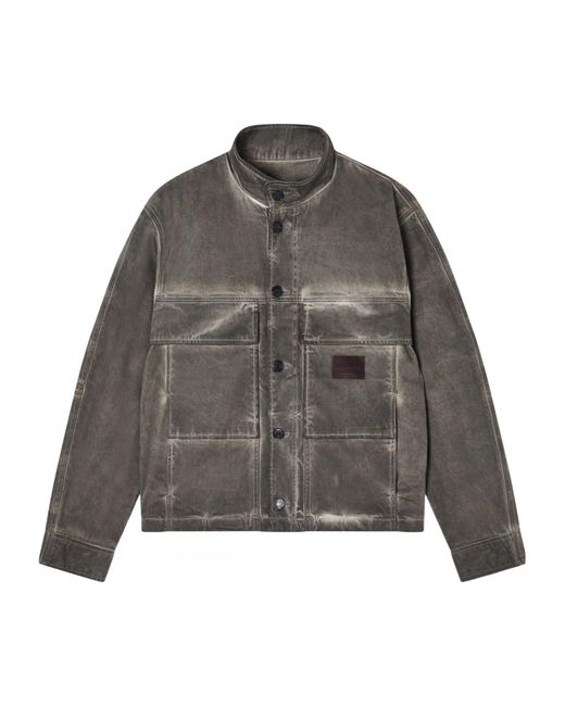 Emporio Armani Gray Stand-Collar Workwear Jacket for men