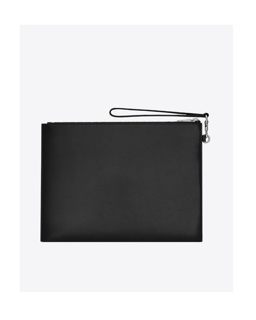 Saint Laurent Black Tiny Monogram Zipped Clutch Bag for men
