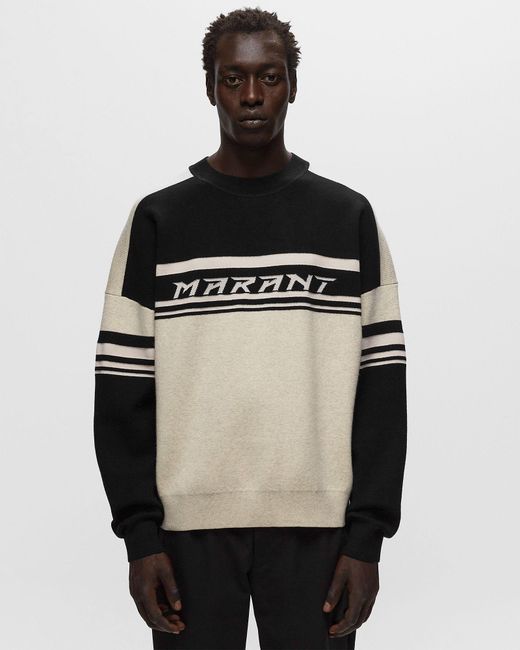 Isabel Marant Black Logo Intarsia-Knit Crewneck Jumper for men