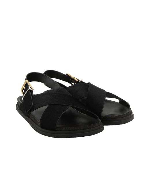 The Row Black Crossover Strapped Sandals