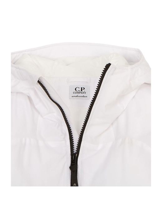C P Company White Hooded Down Jacket for men