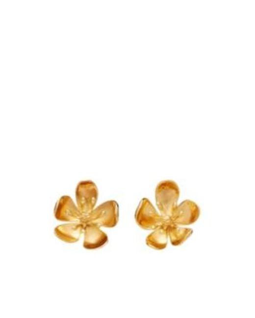 Oscar de la Renta Metallic Cherry Blossom Small Earrings