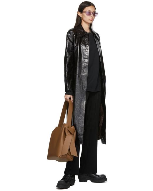Acne Brown Logo Detailed Midi Shoulder Bag
