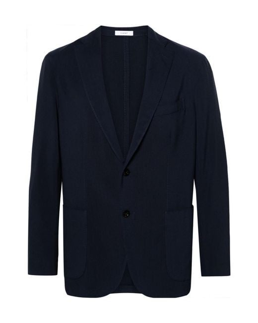 Boglioli Blue Single-Breasted Virgin Wool Blazer for men