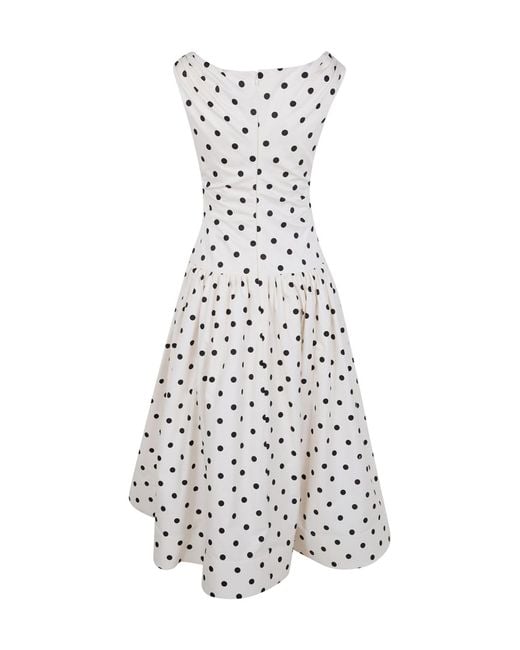 Self-Portrait White Polka Dot Midi Dress