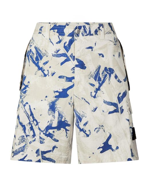 Stone Island Blue Camo Cargo Shorts for men