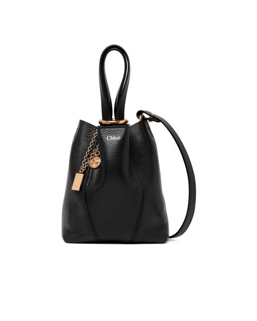 Chloé Black Chloé Spin Logo Printed Small Tote Bag