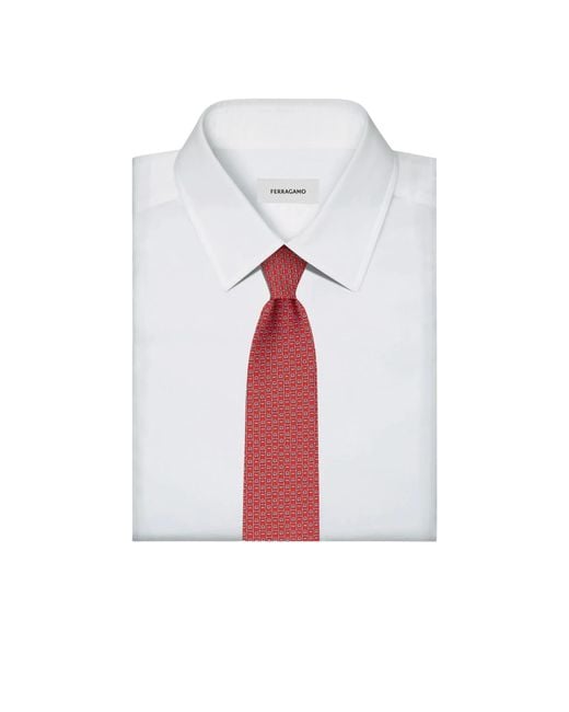 Ferragamo Red Ferragamo Gancini Printed Tie for men