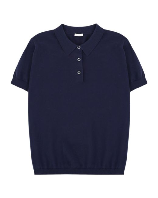 Aspesi Blue Button-Up Short-Sleeved Polo Shirt