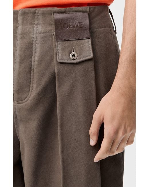 Loewe Brown Button Pleated Trousers for men