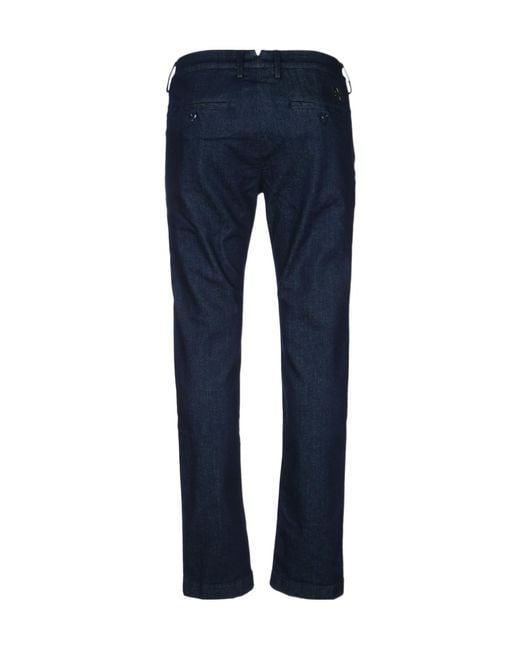 Jacob Cohen Blue Logo Plaque Straight-Leg Pants for men