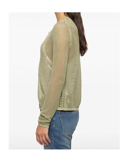 Zadig & Voltaire Green Saya Open-Knit Cardigan