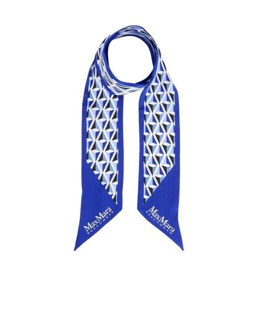Max Mara Blue Pattern Scarf
