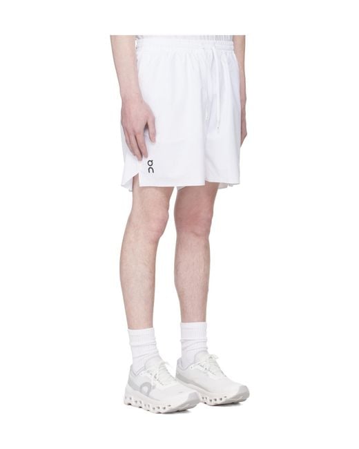 On Shoes White 5 Court Elastic Waist Shorts for men