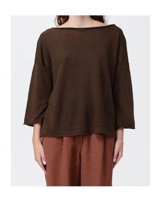 Roberto Collina Brown Boat Neck Knitwear