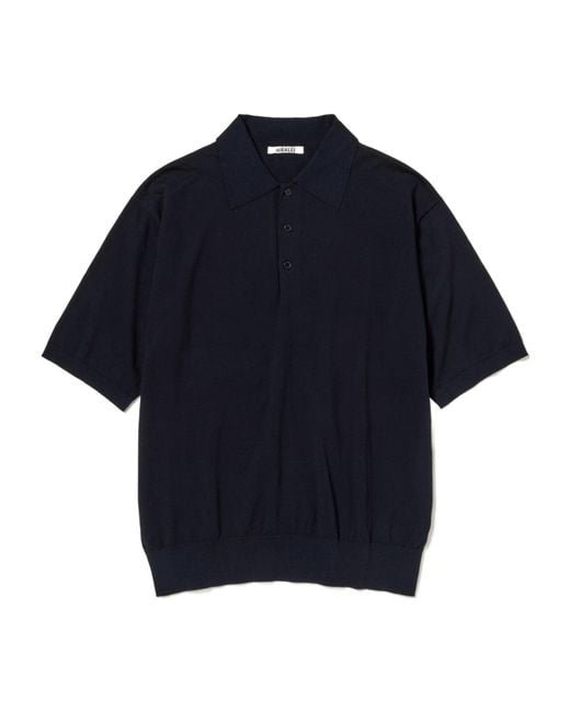 Auralee Blue Short-Sleeve Polo Shirt for men