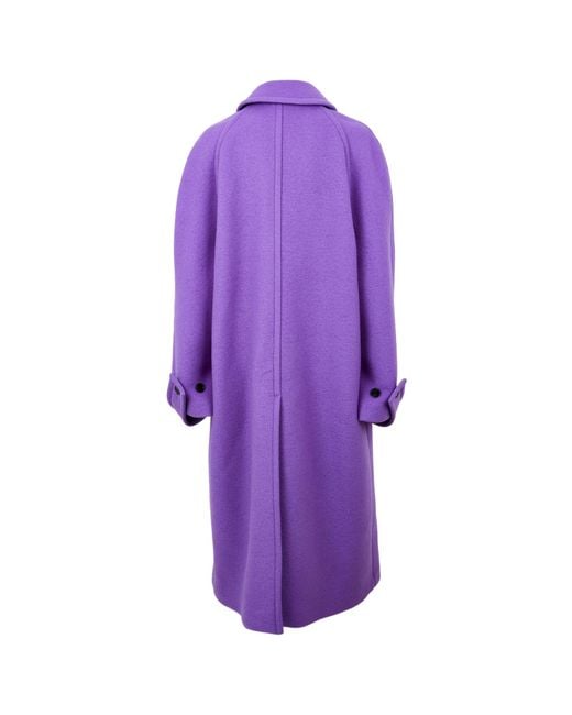 Gucci Purple Solid Color Wool Overcoat
