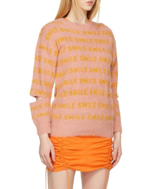 Stella McCartney Orange Striped Cut-Out Sleeved Oversized Sweater