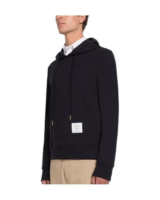 Thom Browne Black Floral Embroidered Hoodie for men