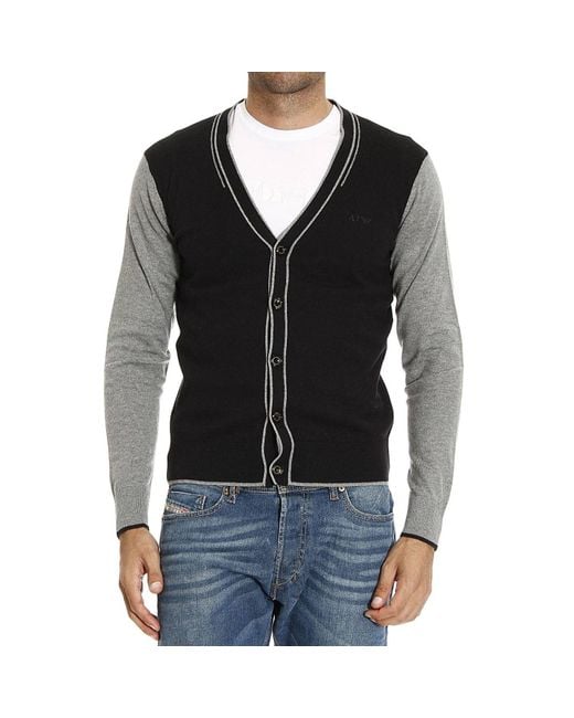 Armani Jeans Gray V-Neck Cardigan for men