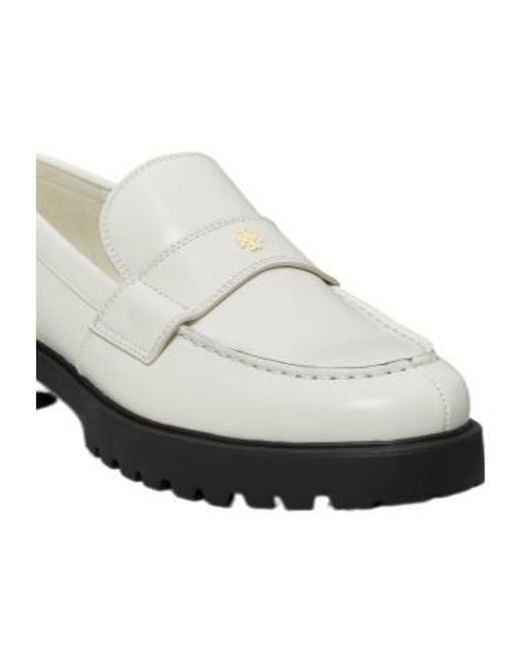 Tory Burch White Classic Lug Loafers