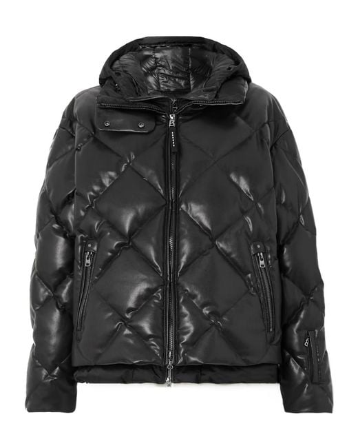 Bogner Black Lissi-D Hooded Layered Quilted Faux-Leather And Shell Jacket