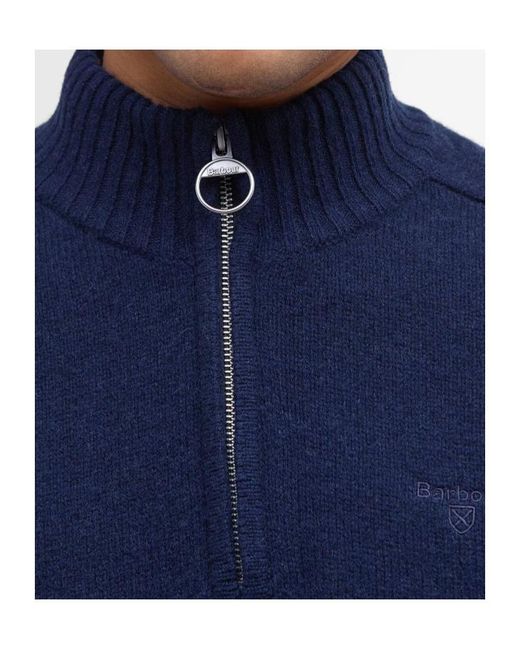 Barbour Blue Long-Sleeved Half-Zip Sweater for men