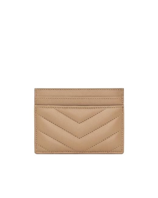 Saint Laurent Natural Cassandre Matelassé Card Case