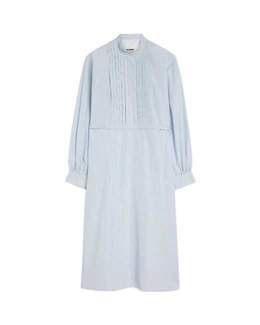 Jil Sander Blue Long-Sleeved Midi Shirt Dress