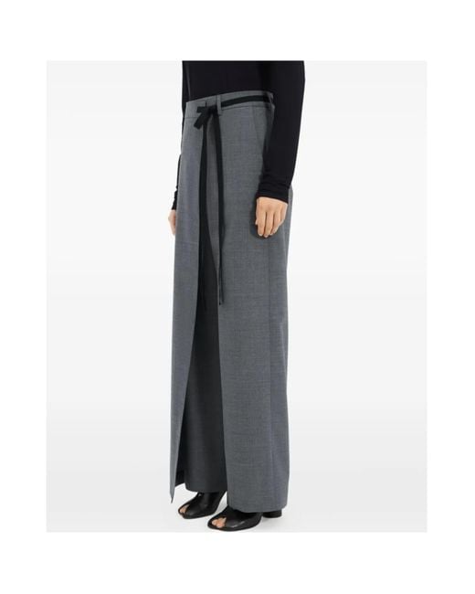 MM6 by Maison Margiela Gray Tie Detail Wide-Leg Tailored Trousers