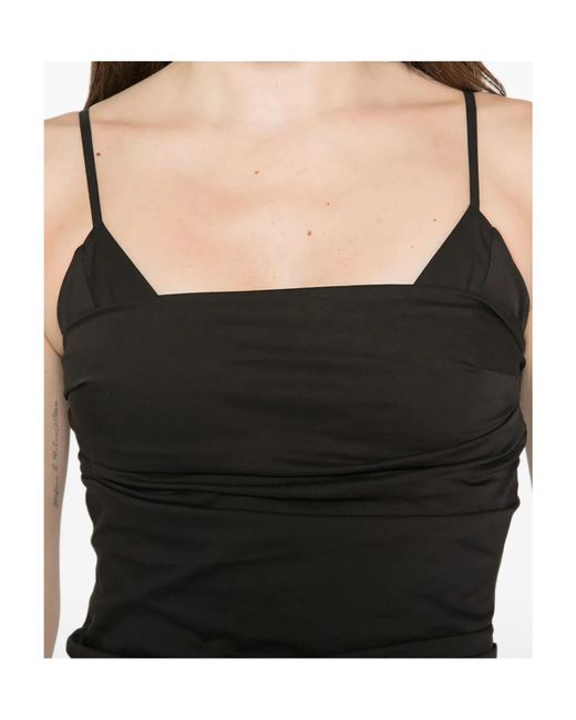 Patrizia Pepe Black Ruched Spaghetti-Strap Midi Dress