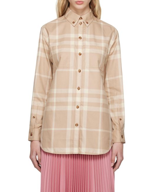 Burberry Natural Button-Up Checked Shirt