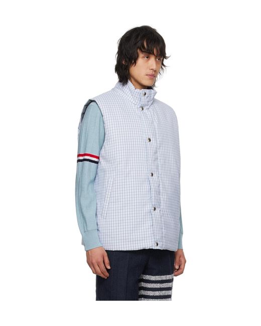 Thom Browne Blue Zip-Up Reversible Padded Gilet for men