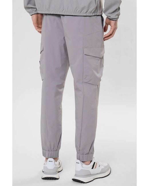 Boss Gray Boss Drawstring Tapered-Fit Pants for men