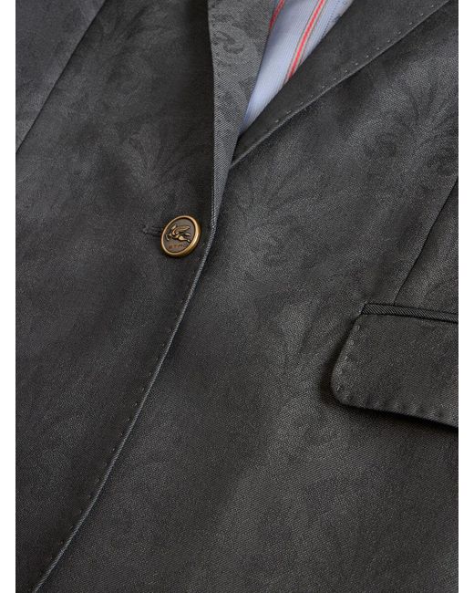 Etro Black Pattern-Jacquard Single-Breasted Tailored Blazer