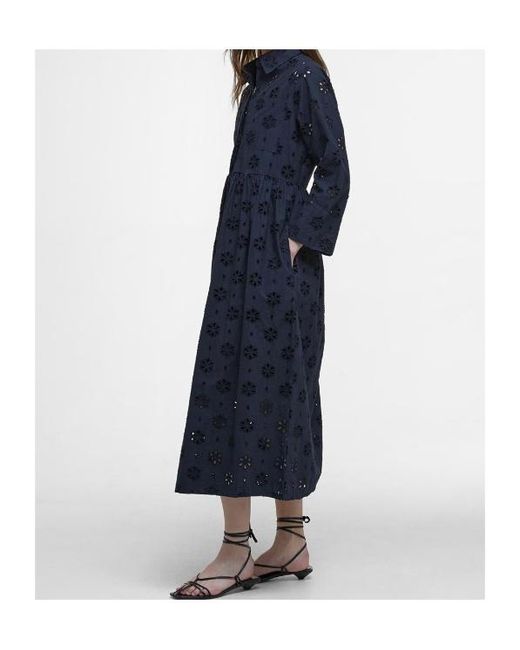Barbour Blue Melissa Broderie Anglaise Midi Dress